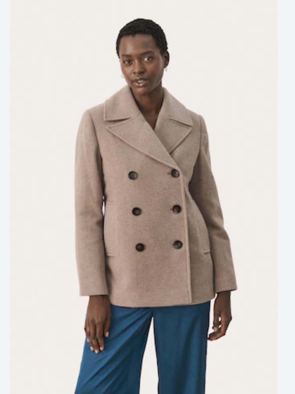 London Fog Double-Breasted Peacoat - Taupe